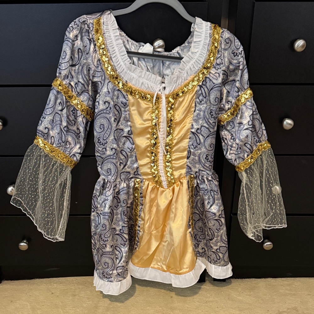 Baroque-Inspired Gold and Blue Women's Blouse